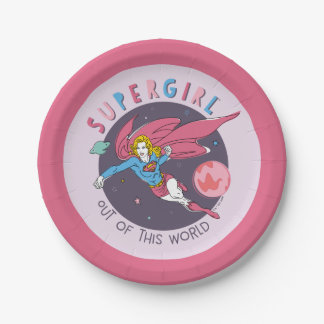 Supergirl Out of This World Retro Graphic Paper Plates