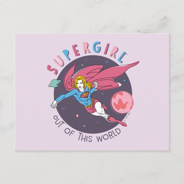 Supergirl Out of This World Retro Graphic Postcard (Front)