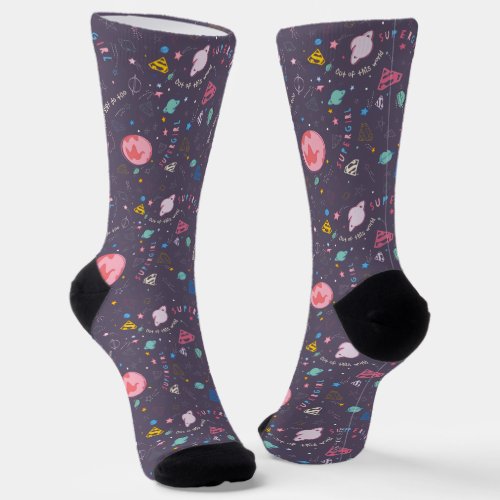 Supergirl Out of This World Retro Graphic Socks