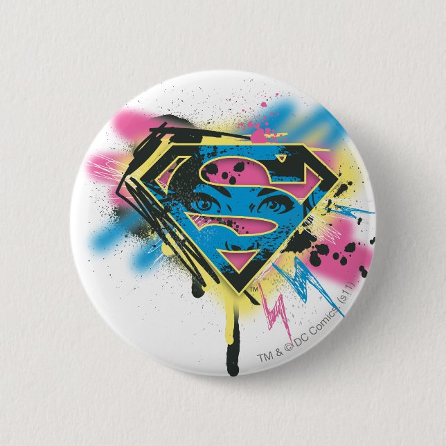Supergirl Paint and Spills Pinback Button (Front)