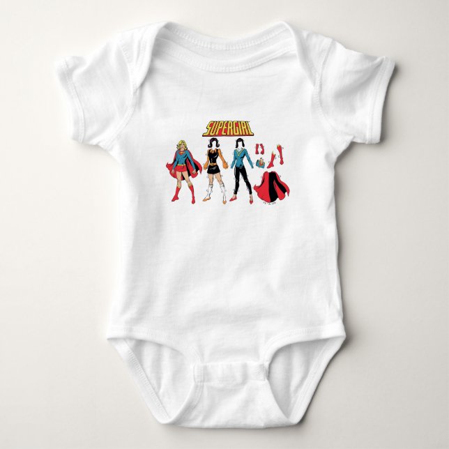 Supergirl Paper Doll Graphic Baby Bodysuit (Front)