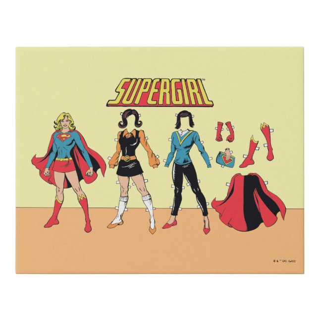 Supergirl Paper Doll Graphic Faux Canvas Print (Front)