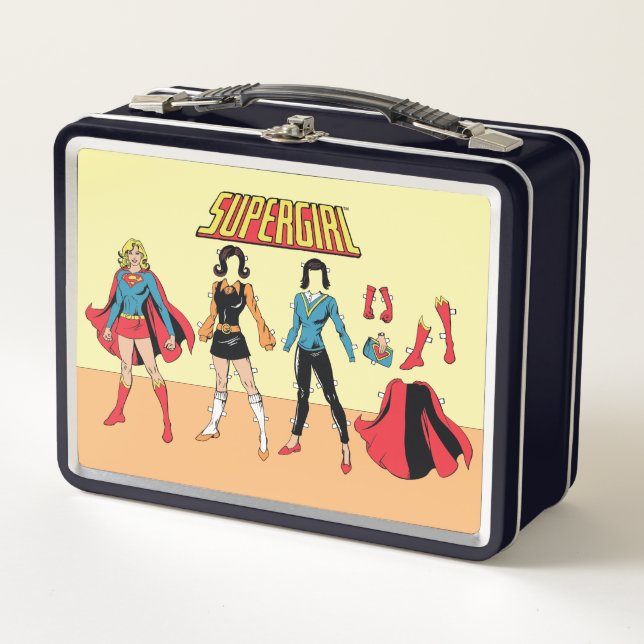 Supergirl Paper Doll Graphic Metal Lunch Box (Front)