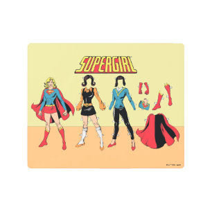 Supergirl Paper Doll Graphic Metal Print