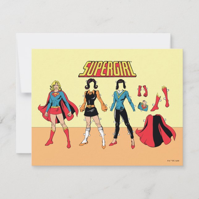 Supergirl Paper Doll Graphic Note Card (Front)