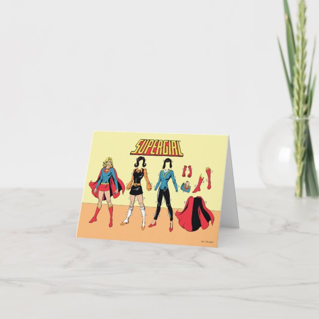 Supergirl Paper Doll Graphic Note Card (Front)