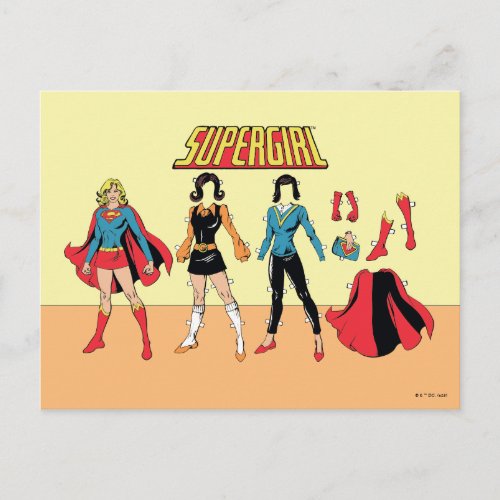 Supergirl Paper Doll Graphic Postcard