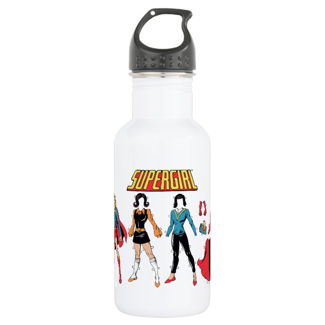 Supergirl Paper Doll Graphic Stainless Steel Water Bottle (Front)