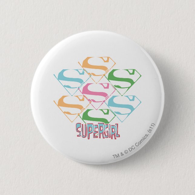 Supergirl Pastel Logo Collage Button (Front)