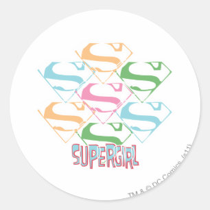 Supergirl Pastel Logo Collage Classic Round Sticker