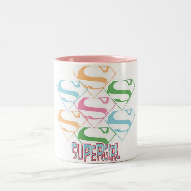 Supergirl Pastel Logo Collage Two-Tone Coffee Mug (Center)