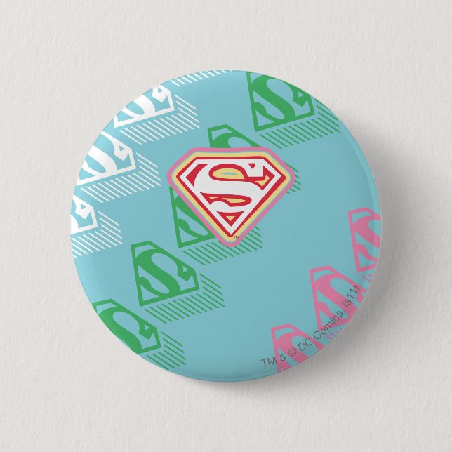 Supergirl Pastel  Repeat Pattern Pinback Button (Front)