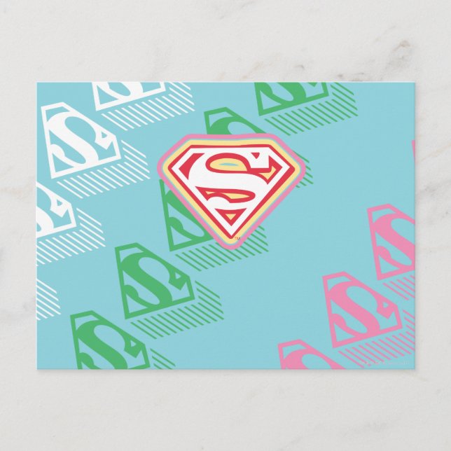 Supergirl Pastel  Repeat Pattern Postcard (Front)