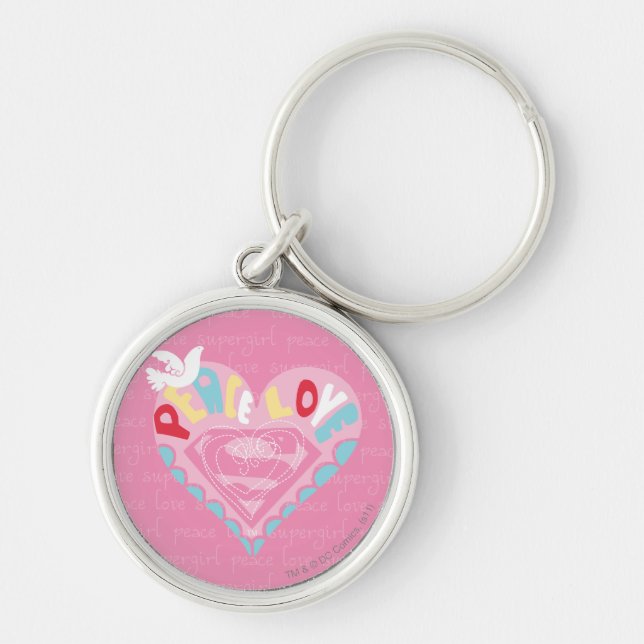 Supergirl Peace and Love Pink Keychain (Front)