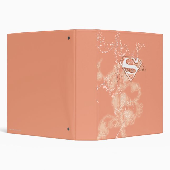 Supergirl Peach Floral Pattern 3 Ring Binder (Background)