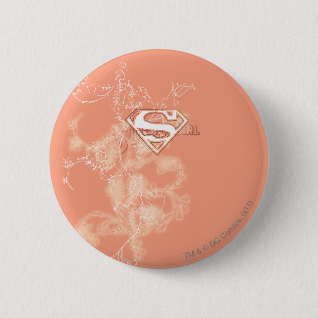 Supergirl Peach Floral Pattern Button (Front)
