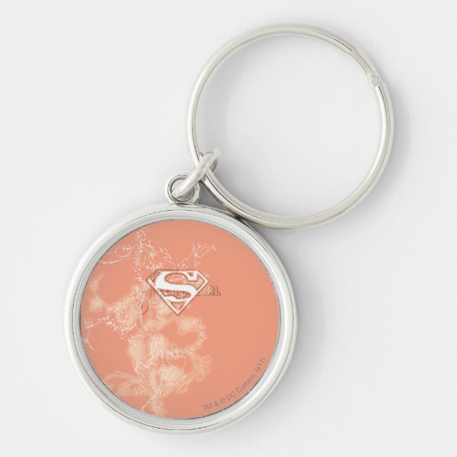 Supergirl Peach Floral Pattern Keychain (Front)