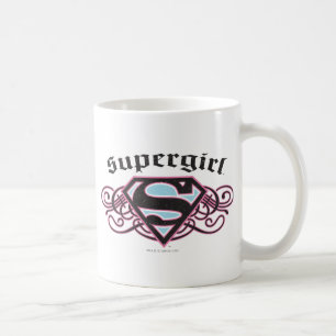 Supergirl Pin Strips Black and Pink Coffee Mug