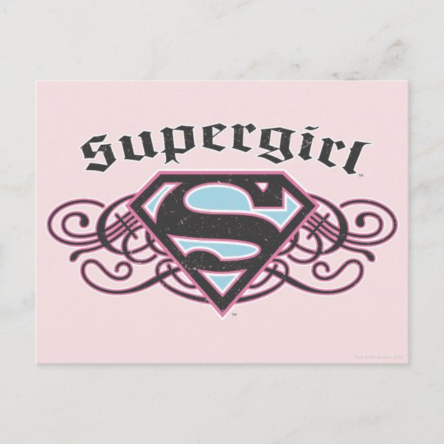 Supergirl Pin Strips Black and Pink Postcard (Front)