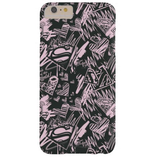 Supergirl Pink and Black Scribbles Barely There iPhone 6 Plus Case
