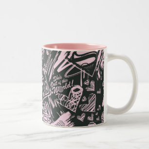 Supergirl Pink and Black Scribbles Two-Tone Coffee Mug