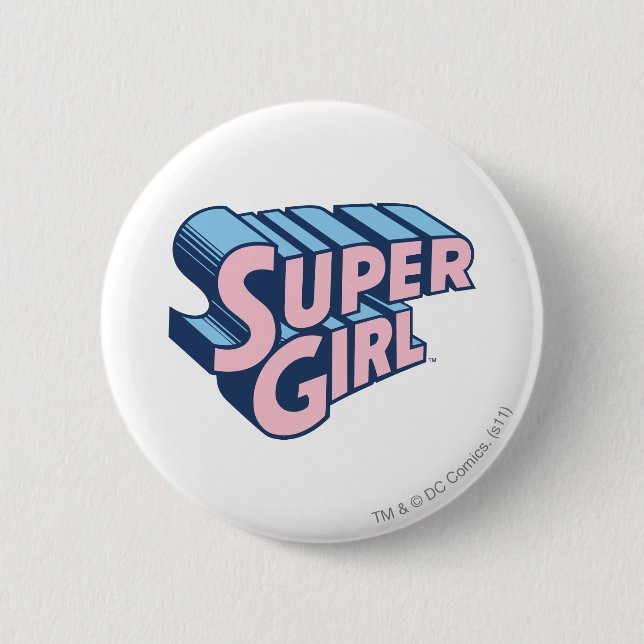 Supergirl Pink and Blue Logo Button (Front)
