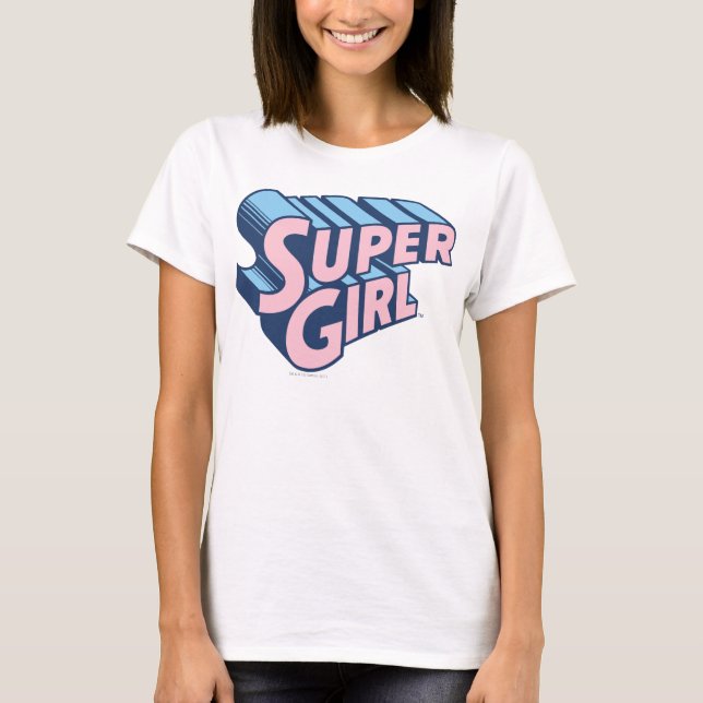 Supergirl Pink and Blue Logo T-Shirt (Front)