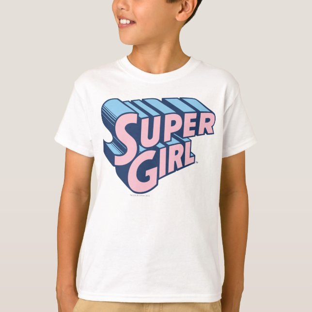 Supergirl Pink and Blue Logo T-Shirt (Front)