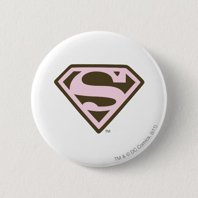 Supergirl Pink and Brown Logo Pinback Button (Front)