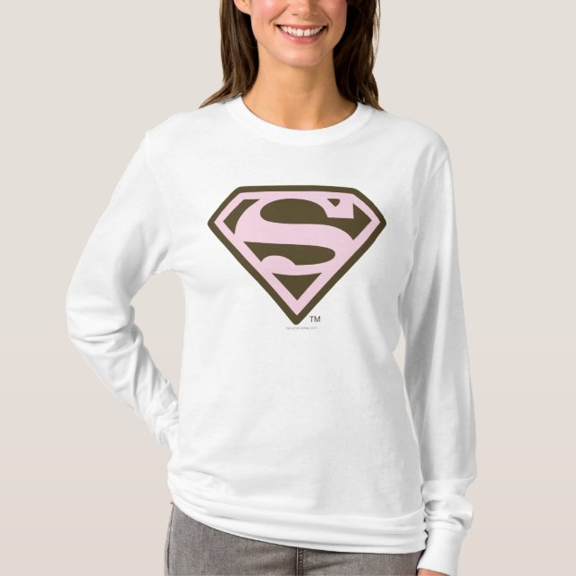 Supergirl Pink and Brown Logo T-Shirt (Front)