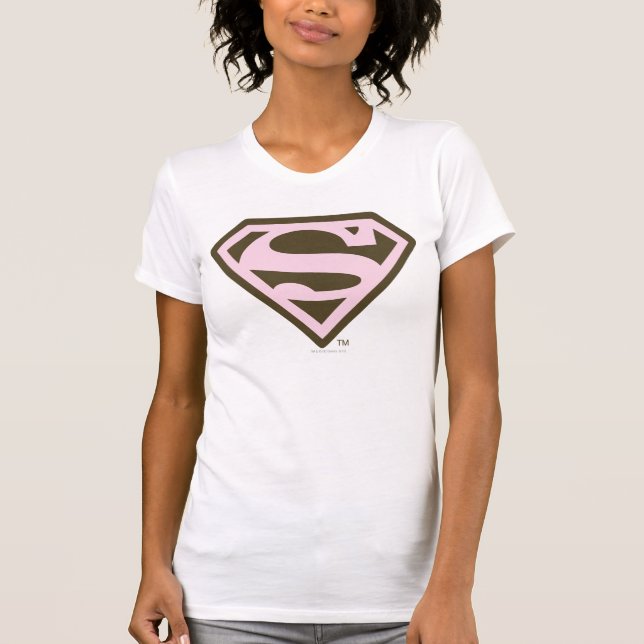 Supergirl Pink and Brown Logo T-Shirt (Front)