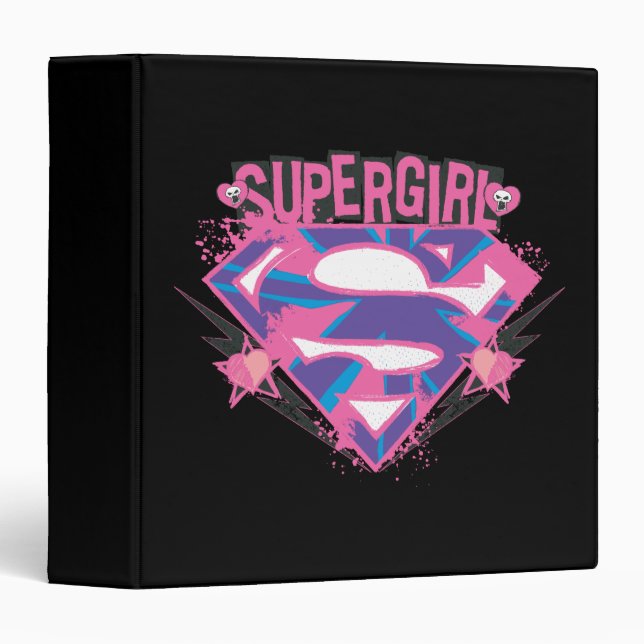 Supergirl Pink and Purple Grunge Logo Binder (Front/Spine)