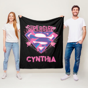 Supergirl Pink and Purple Grunge Logo Fleece Blanket