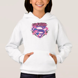 Supergirl Pink and Purple Grunge Logo Hoodie