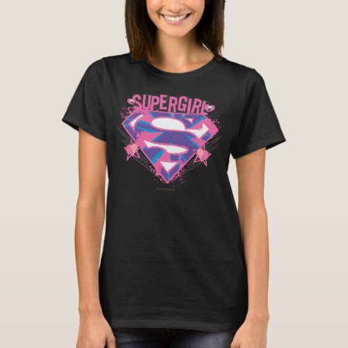 Supergirl Pink and Purple Grunge Logo T_Shirt