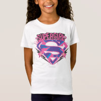 Supergirl Pink and Purple Grunge Logo T-Shirt