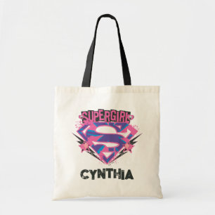 Supergirl Pink and Purple Grunge Logo Tote Bag