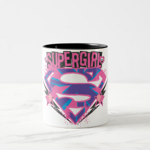 Supergirl Pink and Purple Grunge Logo Two-Tone Coffee Mug