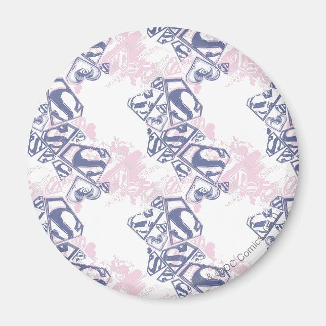 Supergirl Pink and Purple Pattern Magnet (Front)