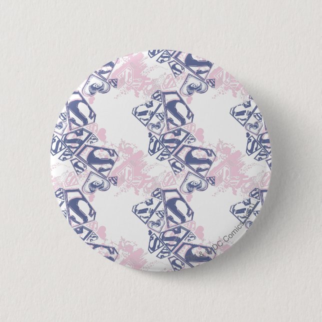 Supergirl Pink and Purple Pattern Pinback Button (Front)