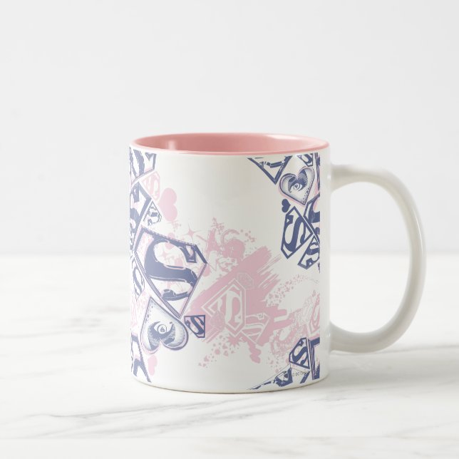 Supergirl Pink and Purple Pattern Two-Tone Coffee Mug (Right)