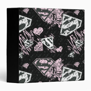 Supergirl Pink and White Logo Pattern 3 Ring Binder