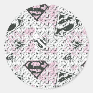 Supergirl Pink and White Logo Pattern Classic Round Sticker