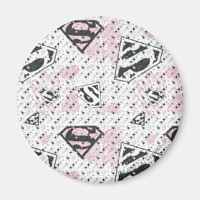 Supergirl Pink and White Logo Pattern Magnet (Front)
