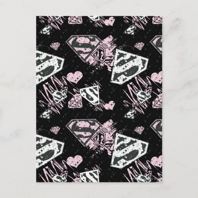 Supergirl Pink and White Logo Pattern Postcard (Front)