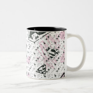 Supergirl Pink and White Logo Pattern Two-Tone Coffee Mug
