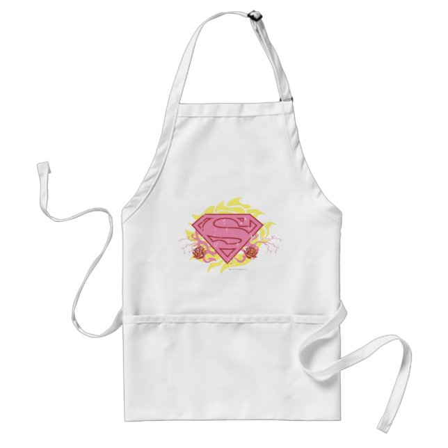 Supergirl Pink Flowers Adult Apron (Front)