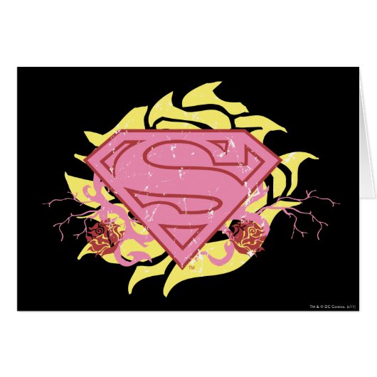 Supergirl Pink Flowers Cards (Front Horizontal)