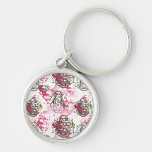 Supergirl Pink Ink Pattern Keychain
