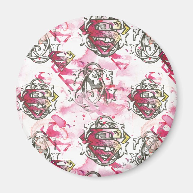 Supergirl Pink Ink Pattern Magnet (Front)